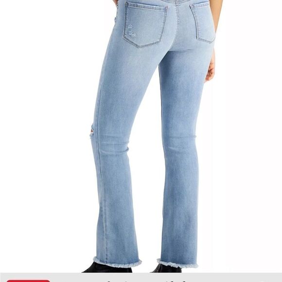 New VANILLA STAR Women’s 7 jeans blue denim high rise bootcut fringe stylish - Picture 14 of 14